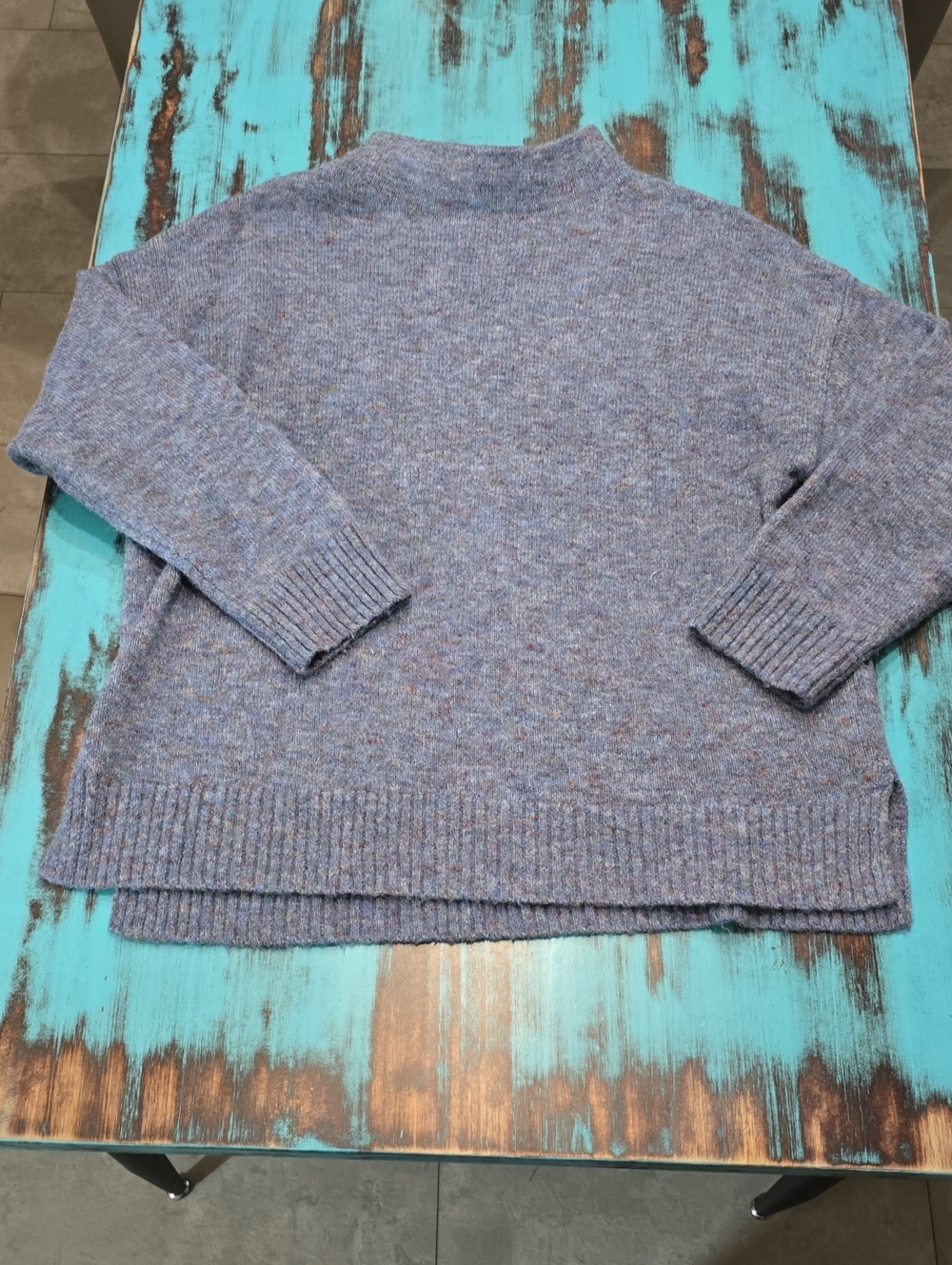 Well Worn Women's Heathered Blue Turtleneck Sweater